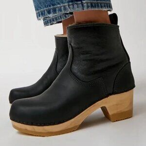 No.6 5" Pull On Shearling Clog Boot on Mid Heel in Ink Aviator size 38
